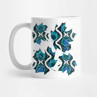 Blue Retro Flowers 5 Mug